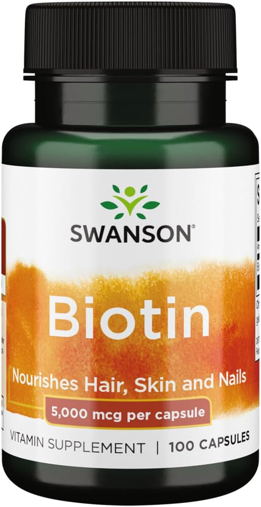 Swanson Biotin Vitamin B7 5000 mcg 100 Capsules