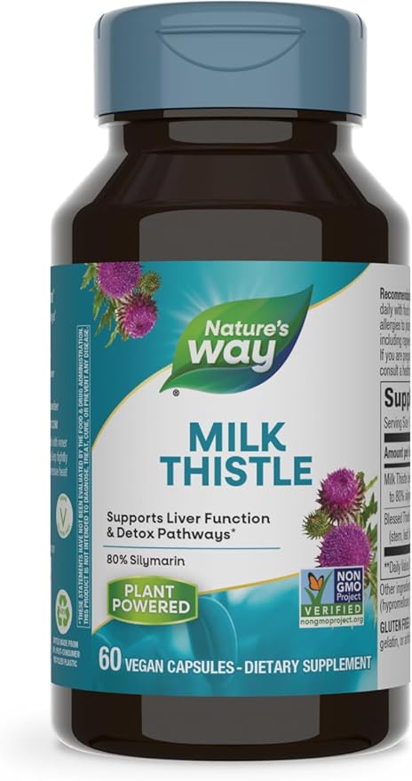 Nature's Way Milk Thistle, Supports Liver 175 mg 80% Silymarin 60 Capsules
