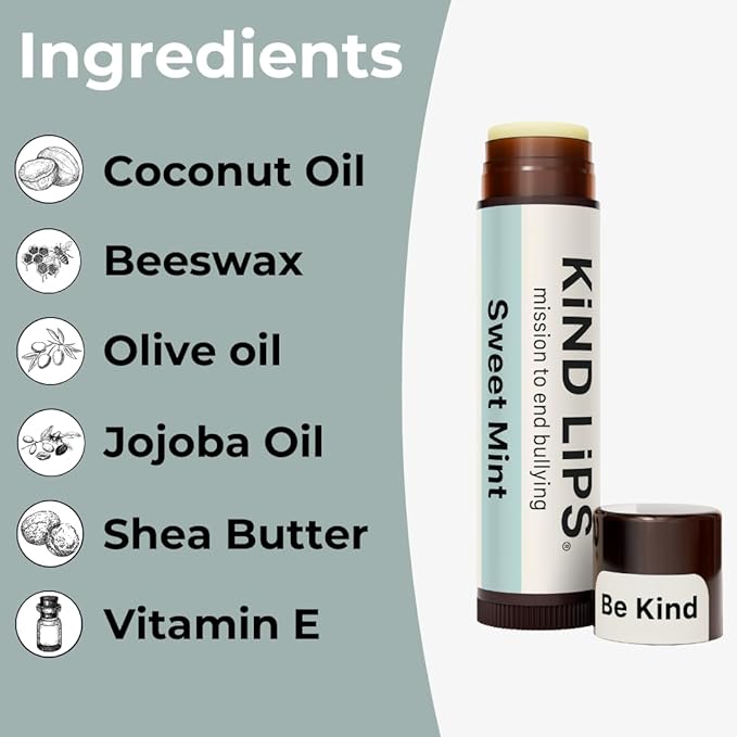 Sweet Mint Lip Balm 5-Pack | Refreshing Organic Lip Moisturizer | Natural, Clean, Gluten & Grain-Free | Hydrating Chapstick Alternative | Daily Lip Care | Made in USA