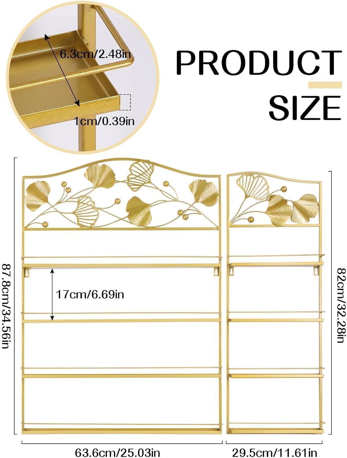 EBANKU Metal Nail Polish Racks, Gold Flower Shape Display Rack Cosmetic Display Case Lipstick Perfume Wall-mounted Shelf Essential Oil Organizer for Home Spa Nail Salon Shop