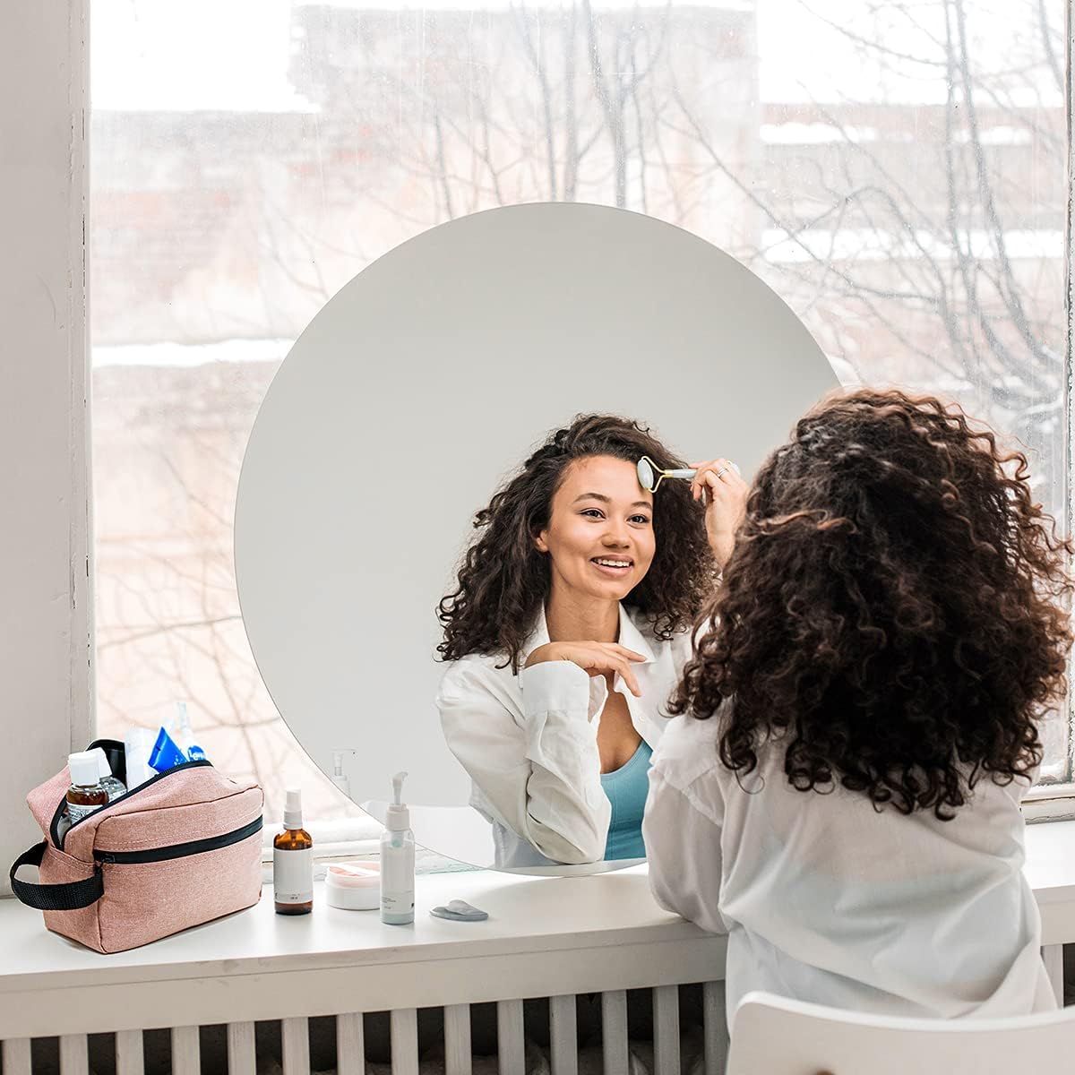 Travel Toiletry Bag for Women and Men, Water-resistant Shaving Bag for Toiletries Accessories, Foldable Storage Bags with Divider and Handle for Cosmetics Toiletries Brushes Tools