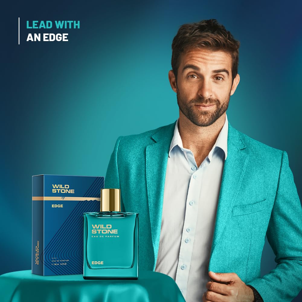 Wild Stone Edge Eau de Parfum for Men, 100 Ml | Long-lasting Eau De Parfum | Luxury Fragrances | Fragrance for Modern Lifestyle | Vegan | Clean Ingredients | Premium Scent For Men