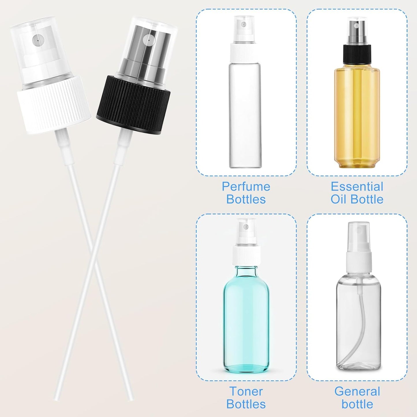 8 PCS Fine Mist Spray Bottle Top Nozzles - Plastic Spray Bottle Nozzle Cap, Nozzle Sprayer Tops Replacement, Plastic Sprays Bottles Replacement Pump Oils Sprays Top for Essential Oils(Black,White)