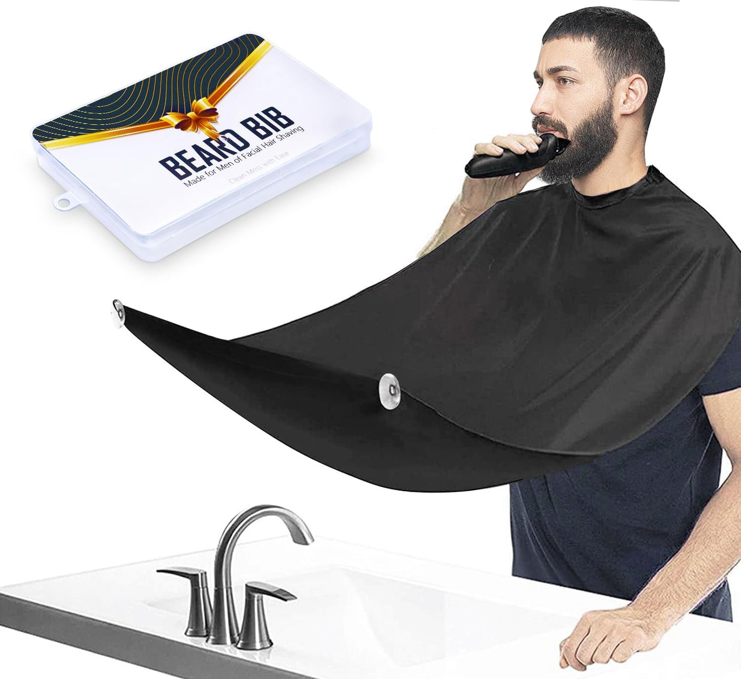 Beard Bib and Apron Catcher for Men Shaving and Trimming, Non-Stick Cape Grooming Cloth, Valentine's Day Gifts