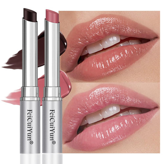 2Pcs Honey Tinted Lip Stain Lip Balm Lip Gloss Lipstick, Sheer Hydrating Lip Stains Tint, Moisturizing Lip Color for All Skin Tones, Nourishing Lip Balm with a Hint of Natural Black Cherry Tint