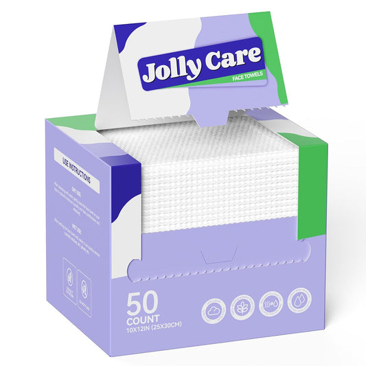 Disposable Face Towels, 10"×12" XL Face Towelette Disposable, Soft Makeup Remover Dry Wipes, Thick Facial Tissue for Women Cleansing, Skin Care, 50 Count (1 Pack)