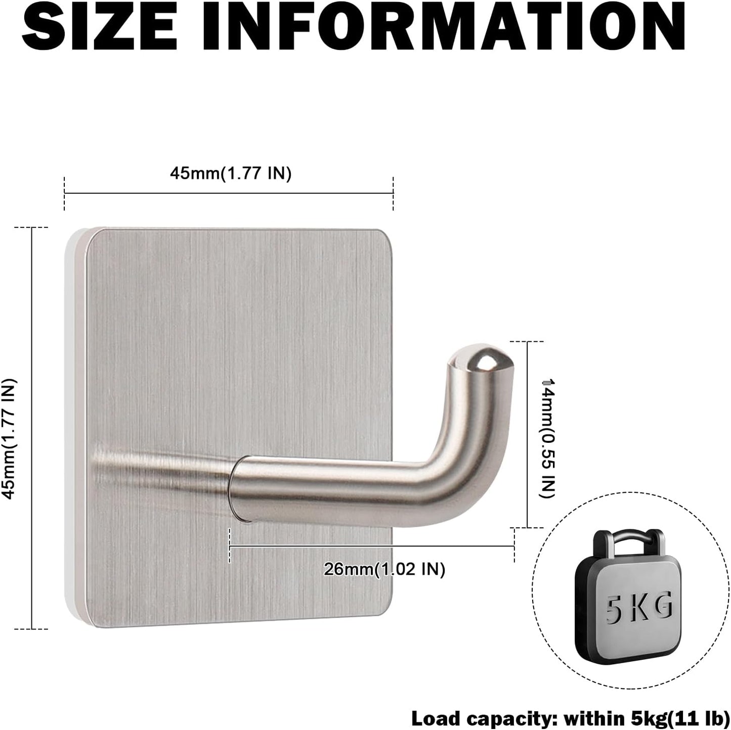 Livabber Adhesive Towel Hooks, 304 Stainless Steel Self Sticky Wall Hooks Waterproof Shower Hooks for Robe/Clothes, No Drilling Towel Hangers for Bathroom Kitchen Bedroom (Brushed Nickel, 10 Packs)