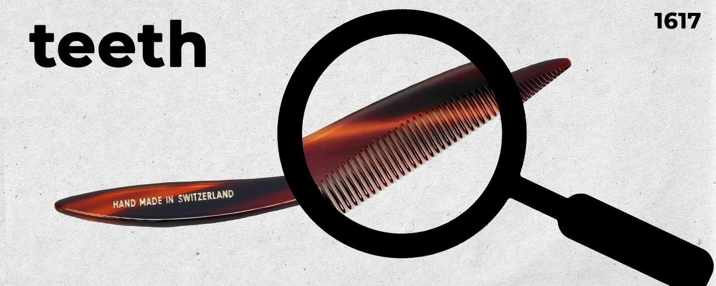 #1617 Handmade Narrow Tooth Mustache Beard Comb Small Tortoise Havana Acetate Thick Coarse Fine Short Pocket Sized Facial Hair Grooming Tangle Free Beard Straightener Growth Care Styling Wet