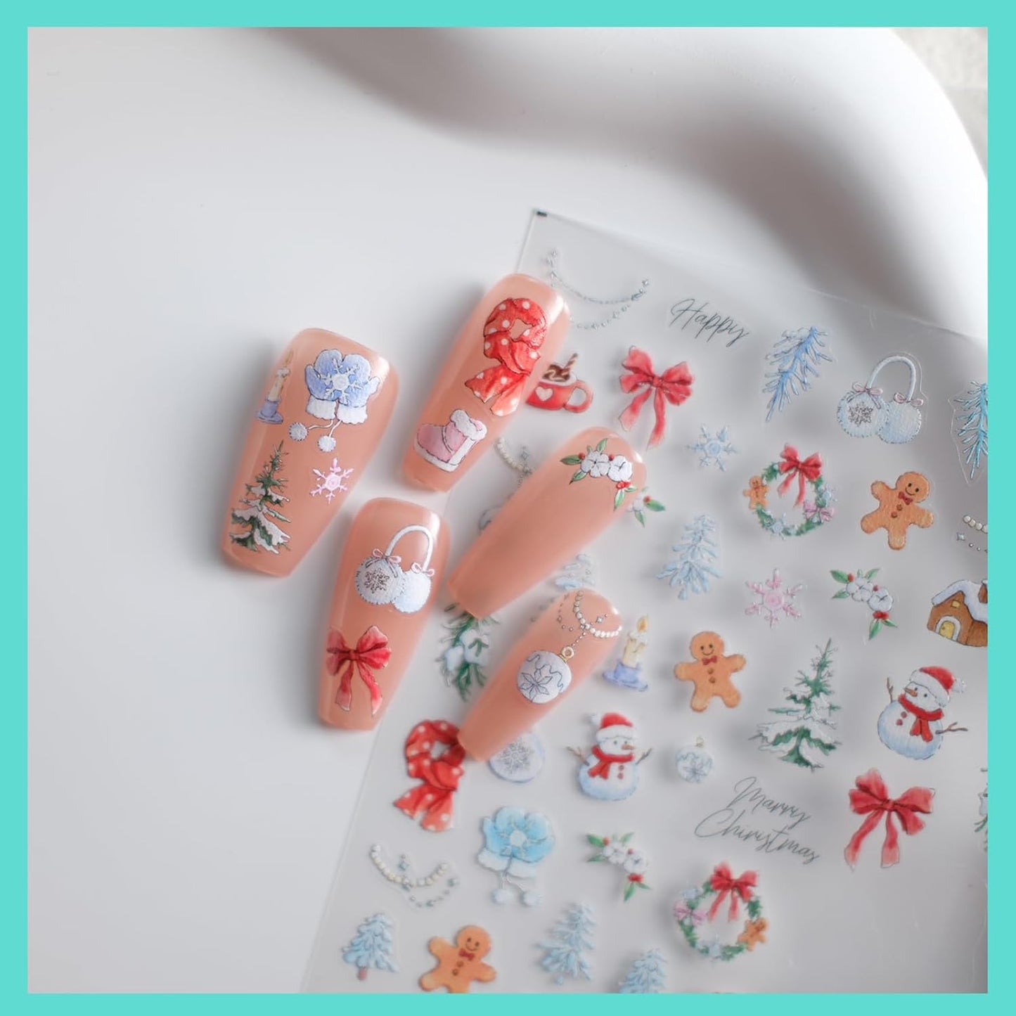 Christmas Cute Nail Stickers, Snow Decals, Art Design, Accessories for Women, Self-Adhesive Supplies