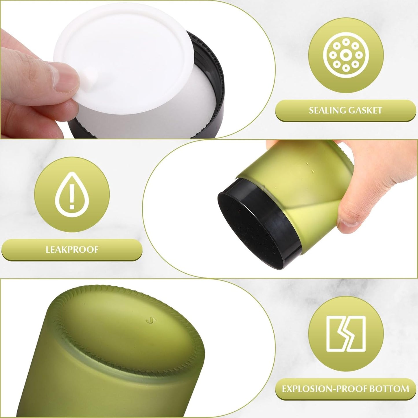 Norme 96 Pcs 4 oz Glass Jars with Lids Leakproof Round Airtight Empty Cosmetic Jars with Inner Liners Lid for Storing Lotions Powder Ointments Candle Making Tins (Pea Green)