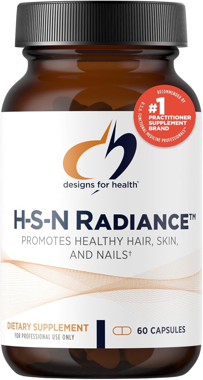 Designs for Health H-S-N Radiance - Hair Skin Nails Vitamins for Women and Men - Promote Healthy Hair, Skin Elasticity & Strong Nails with Vitamin C, Biotin, Keratin & Botanicals (60 Capsules)