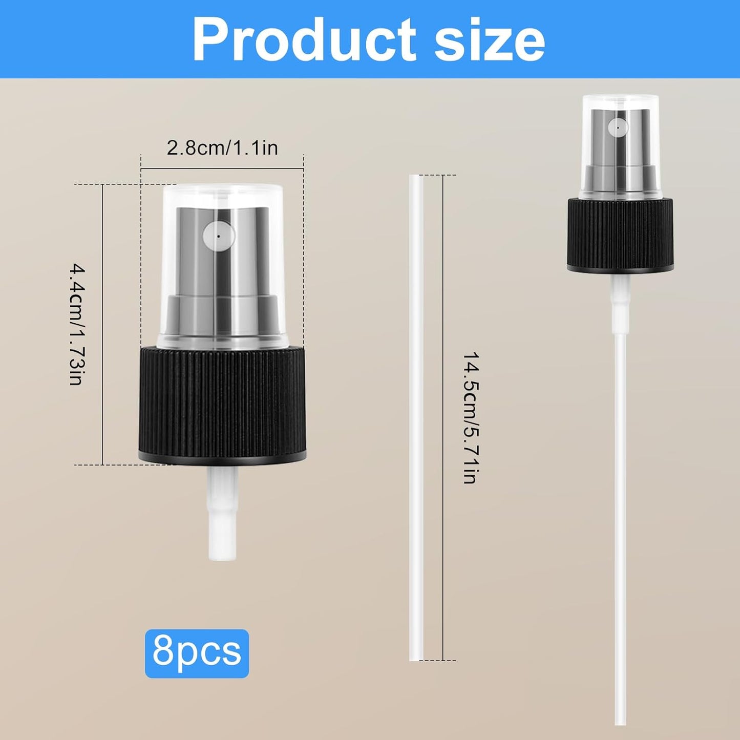 8 PCS Fine Mist Spray Bottle Top Nozzles - Plastic Spray Bottle Nozzle Cap, Nozzle Sprayer Tops Replacement, Plastic Sprays Bottles Replacement Pump Oils Sprays Top for Essential Oils(Black,White)