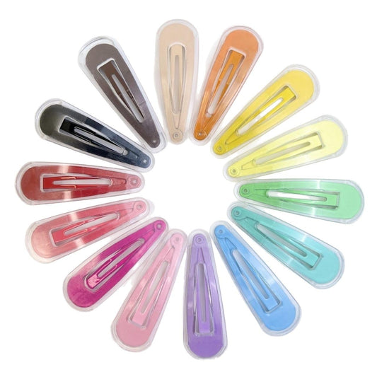 Colorful Snap Hair Clips, 14 Pack, Rainbow Colors, Teardrop Shape Metal No Slip Snap Hair Barrettes for Toddler, Premium Cute Colorful Kids Fine Hair Clips Accessories for Little Girls Women Teens