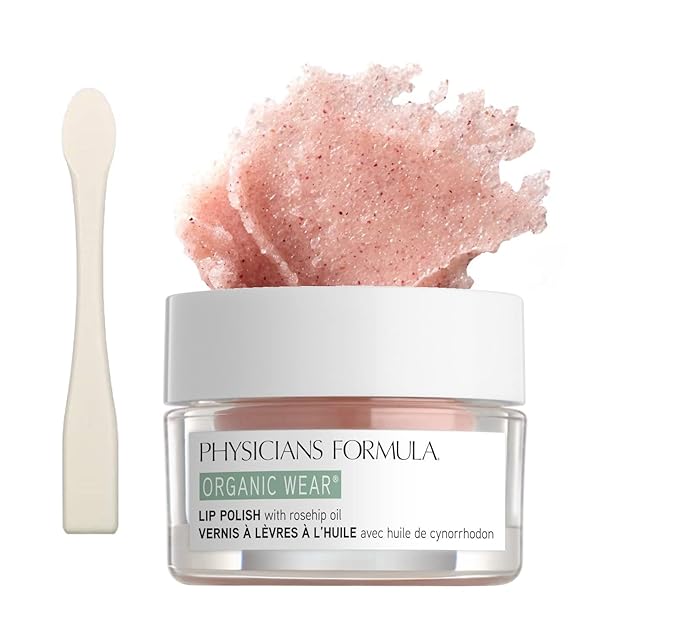 Physician's Formula Organic Wear Lip Polish with Exfoliating Lip Scrub and Skin-Nourishing Organic Ingredients - Lip Treatment for Dry Cats, Hypoallergenic Formula
