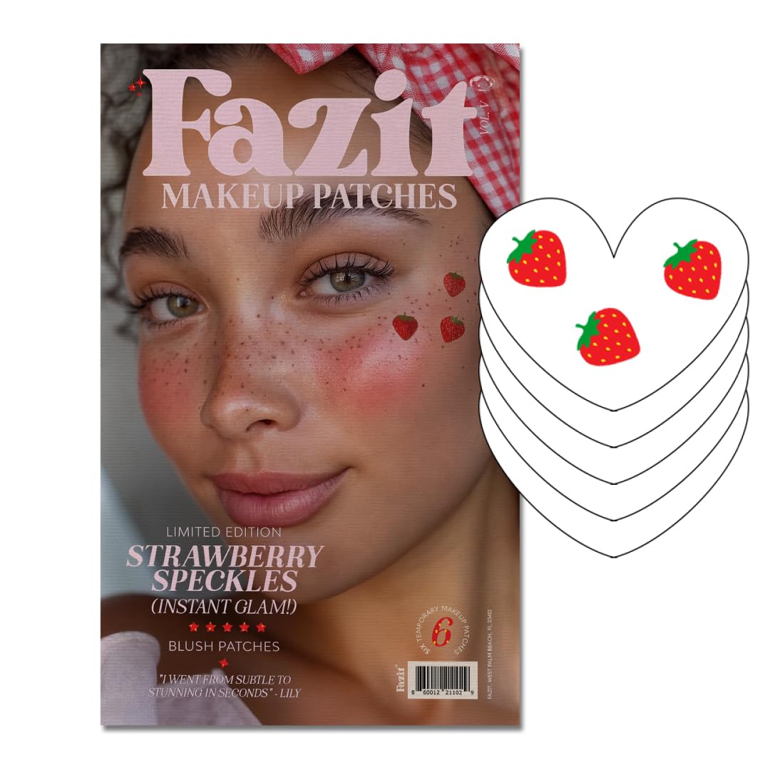 Fazit Makeup Patches - Face Makeup Patches - Beauty Face Makeup - Strawberry Speckles - Waterproof Strawberry Speckles - Temporary Face Strawberry Speckles For Women - 6 count