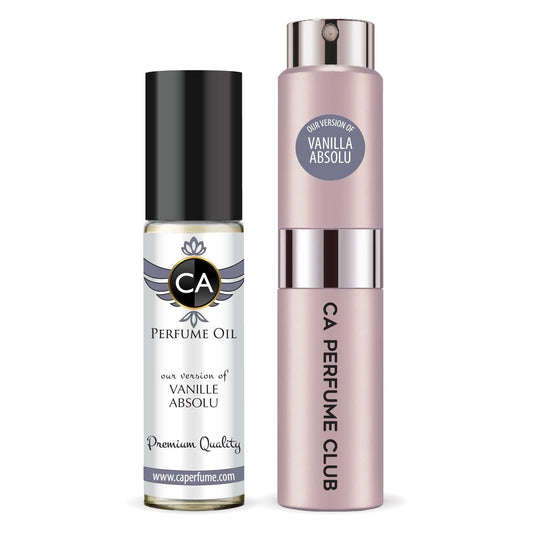 CA Perfume Duo Impression of Vanille Absolu For Women Perfume Layering Set Long Lasting Travel Size EDP + Body Oil Roll-On Bottle 0.27 Fl Oz+0.33 Fl Oz