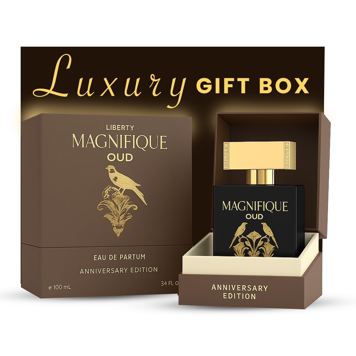 Liberty Oud Eau de Parfum for Men, 3.4 Oz,Magnifique Anniversary Edition, Luxury Oud Perfume, Premium Gift for Men, All-Day Freshness, Perfume for men, arabian,perfumes arabes para hombres