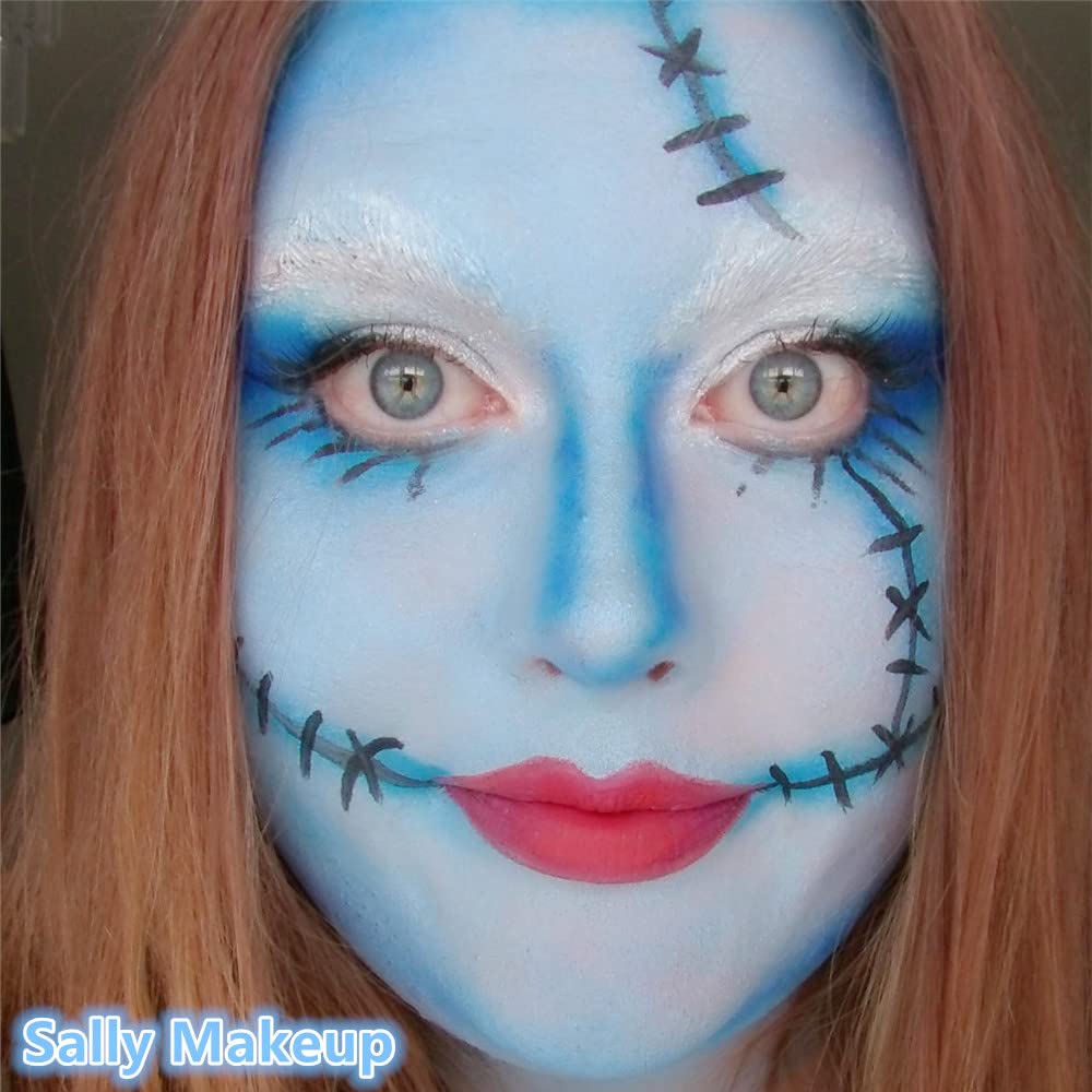 Go Ho Makeup Sky Blue Cream-Blendable Stick - Body Paint Professional SFX Makeup,Safe Facepaint Nose&Lip Smacking for Halloween（Sky Blue）