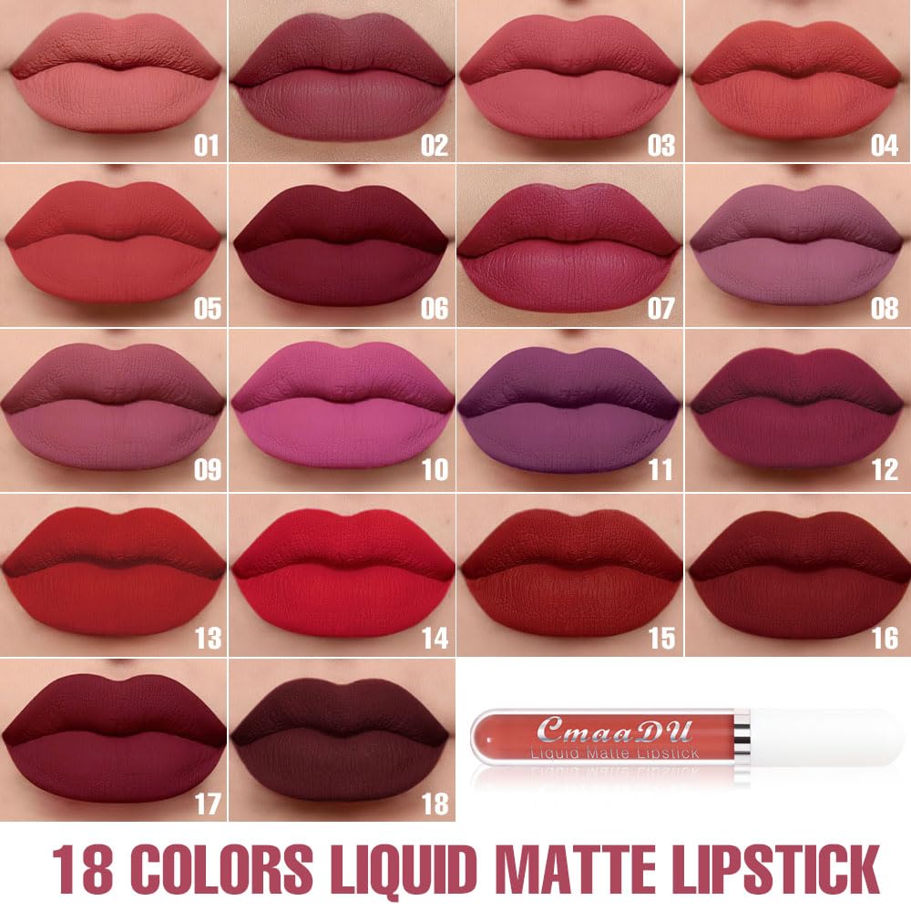 evpct 1Pcs Plum Red Liquid Matte Lipstick Lipgloss Set for Women, labiales mate 24 horas originales matte larga duracion 24 Hour Lipstick Lip Stains Long Lasting Waterproof 24, 06#