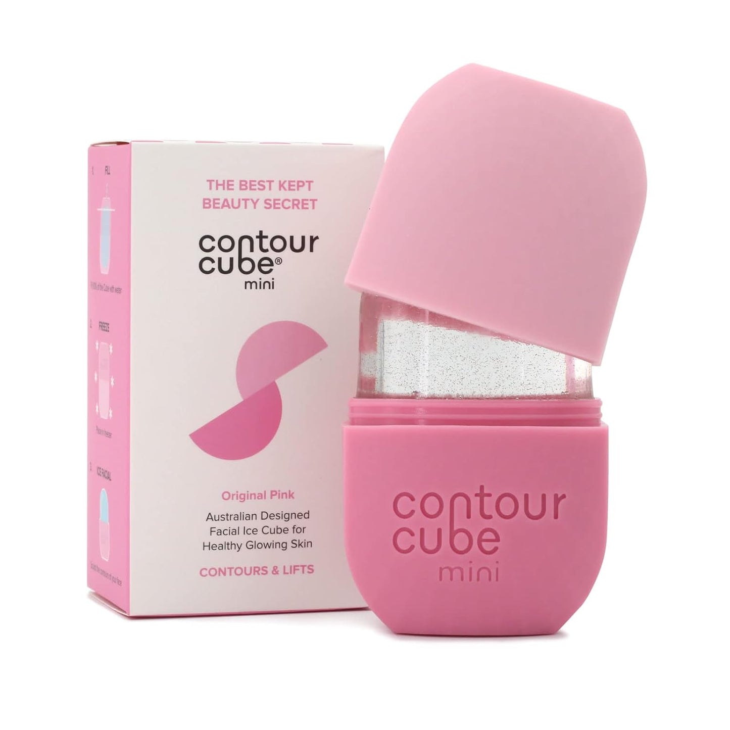 Contour Cube Mini - Revolutionary Ice Roller for Sculpting & De-Puffing - Face Ice Roller & Massager - Ice Mold for Face - Compact Skin Care Tools for Daily Skincare & Travel - Original Pink