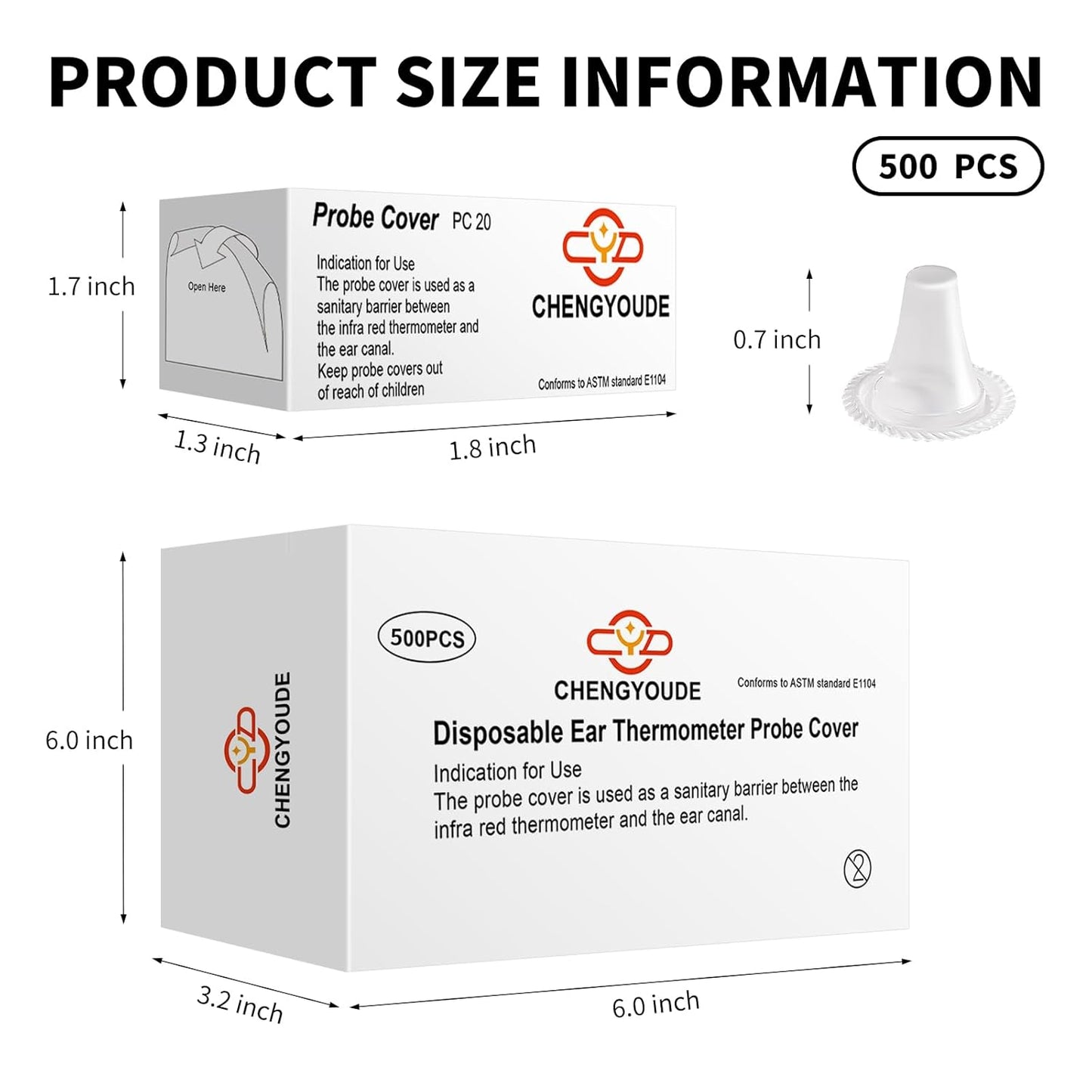 500 Counts Thermometer Ear Covers, Ear Thermometer Probe Covers, Lens Filters/Refill Caps for All Braun Ear Themometer Models, BPA Free Digital Disposable Ear Thermometer Covers