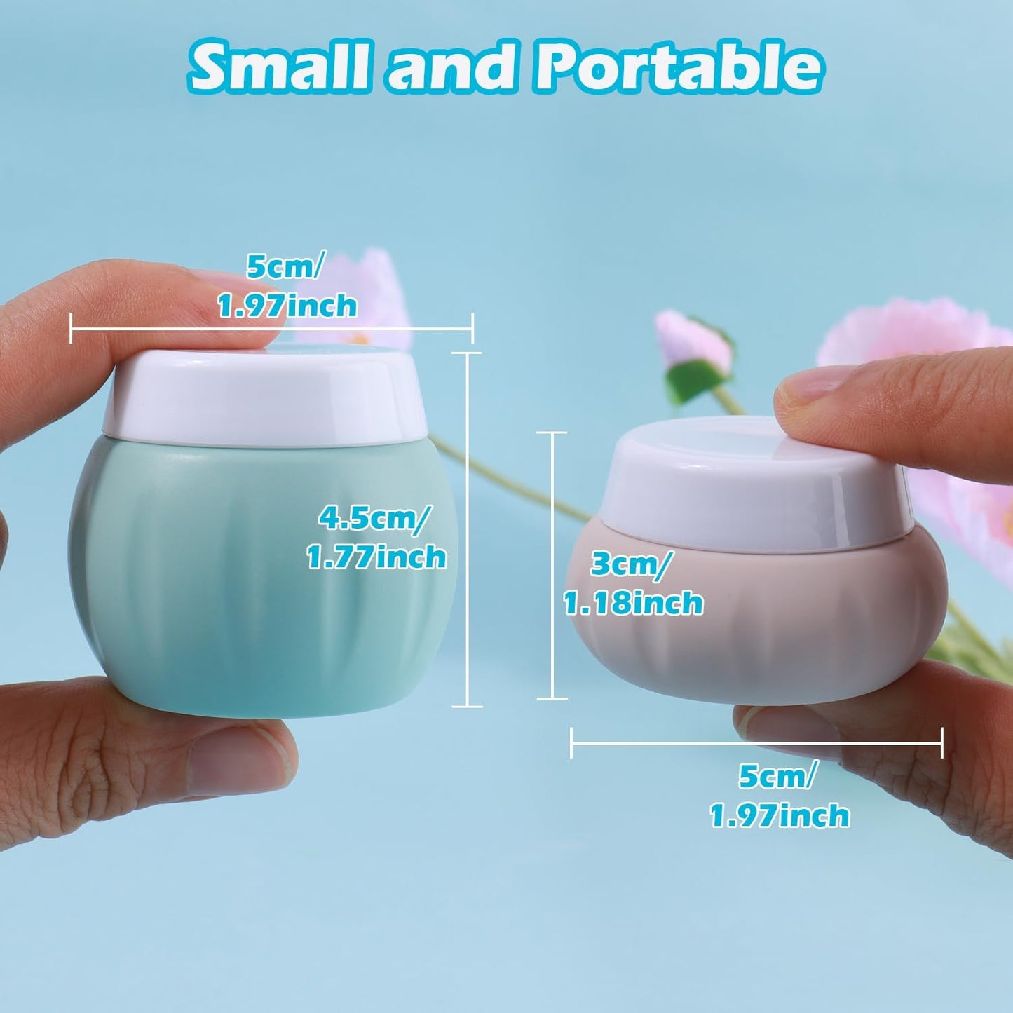 GLAMFIELDS TSA Approved 2Pcs 1.7oz+3Pcs 1oz Travel Size Silicone Jars BPA Free, Leak-proof Travel Essentials with Lid for Cosmetic Face Hand Body Cream Green (5Pack)