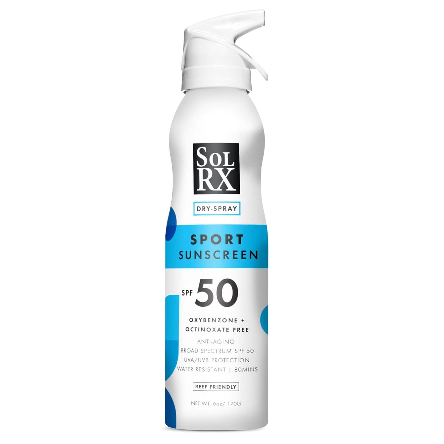 SolRX SPORT SPRAY SPF 50 Sunscreen Spray SPF50, Reef Friendly, Broad Spectrum Sunscreen for Face and Body, Oxybenzone Free