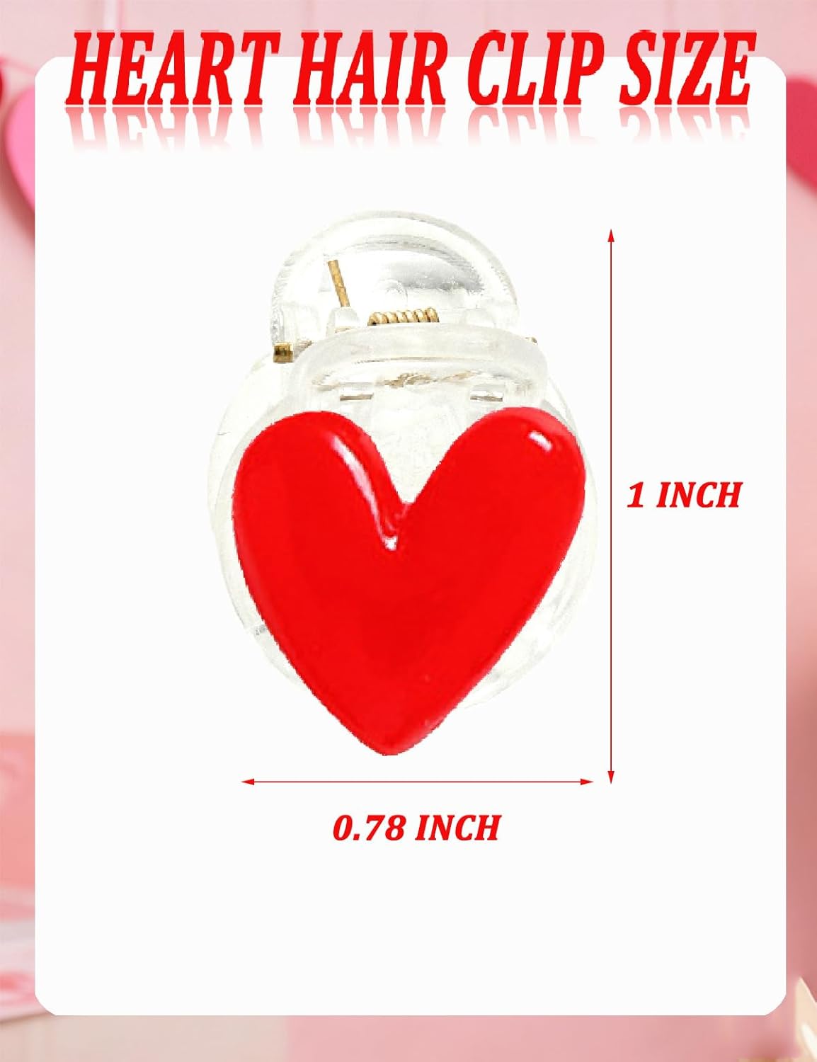 6PCS Red Heart Hair Claw Clip Small Love Heart Valentines Hair Clips for Women, Valentine's Day Party Hair Styling Accessories (Red / 6P)