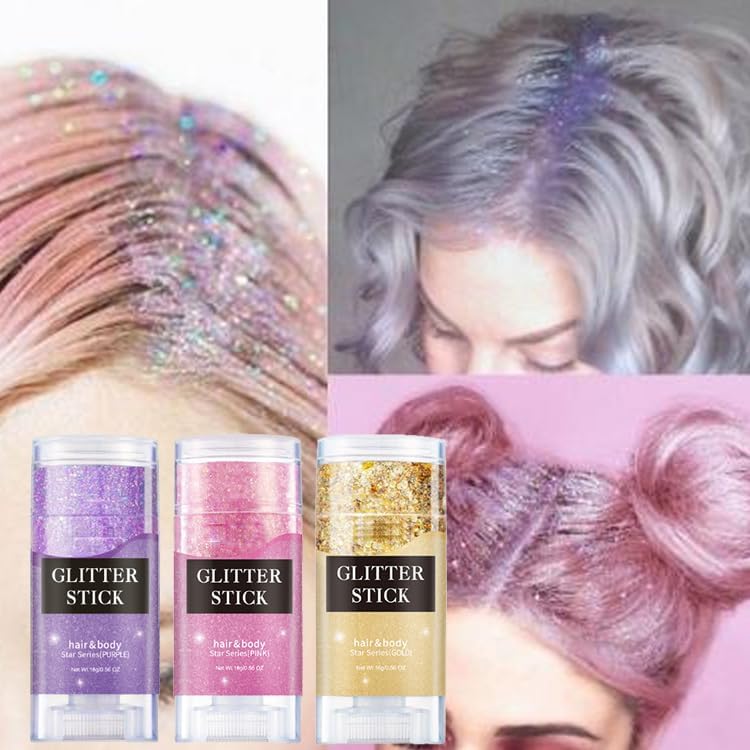 Purple Body Glitter Stick,Holographic Sequins Paint Sparkling Face Glitter for Women Face/Body/Hair/Eyes/Lip Glitter Makeup.