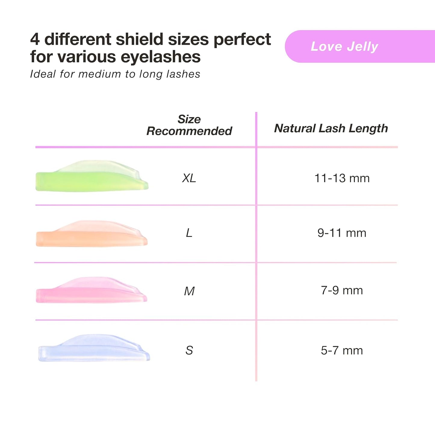 Curacoro Lash Lift Shields, 8 Pcs/4 Sizes Eyelash Perm Pad, Lash Rods for Eyelash Curling and Lifting, Reusable Silicone Tools For Perm Lamination