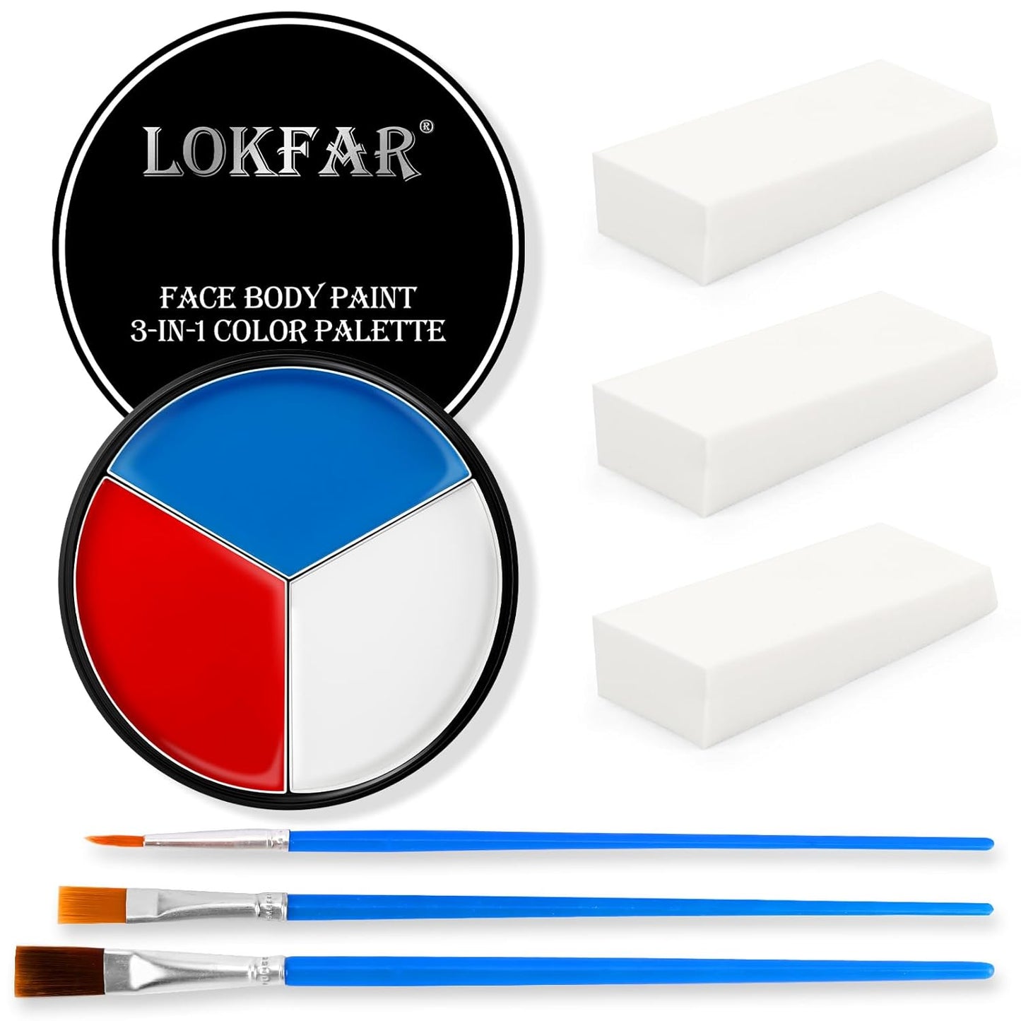 Red White and Blue Face Body Paint, Patriotic 4th/Fourth of July USA Themed Accessories for Women, Baseball Softball Eye-Black Sport, Halloween Face Make-up Kit for American Flag Clown Joker Costume