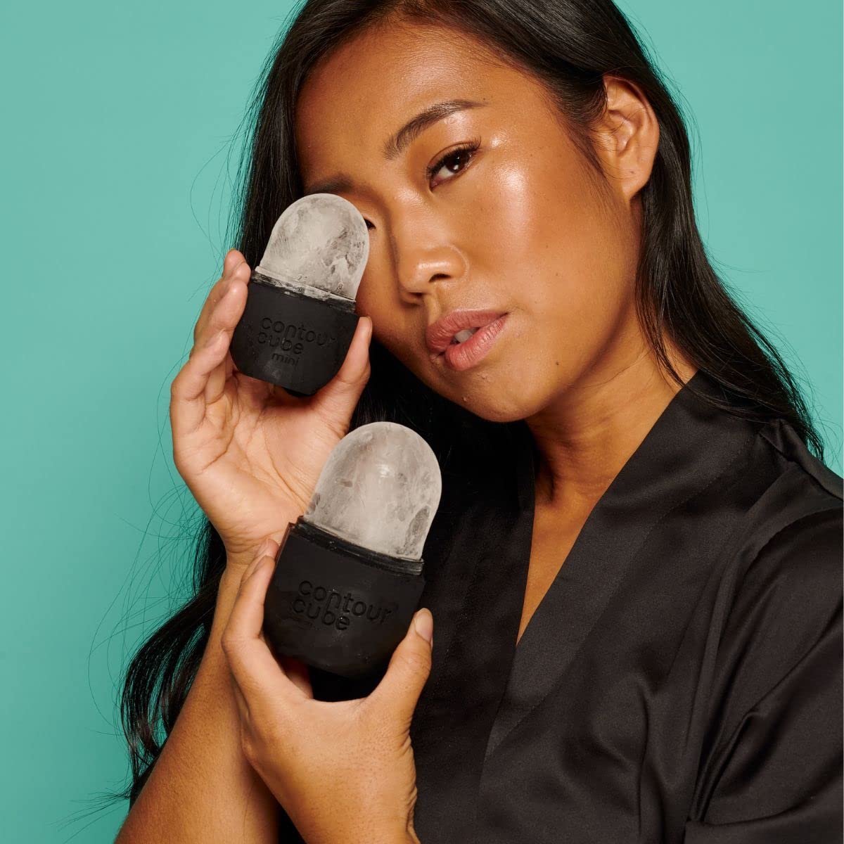 Contour Cube Mini - Revolutionary Ice Roller for Sculpting & De-Puffing - Face Ice Roller & Massager - Ice Mold for Face - Compact Skin Care Tools for Daily Skincare & Travel - Jet Black