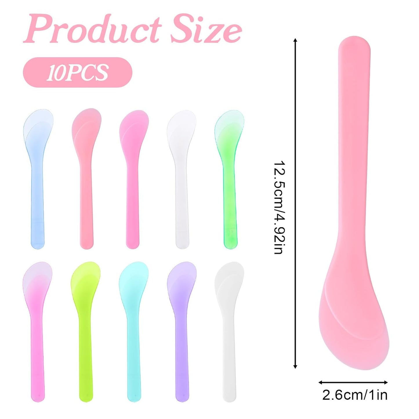 10 PCS 5inch Makeup Scoops, 10 Color Plastic Beauty Spoon Face Mask Plastic Spoon Reusable Cosmetic Dig Scoop Spatula Mask Tip, Masks Mixing Spoons Reusable FacialSkin Care Tools for DIY Facemask