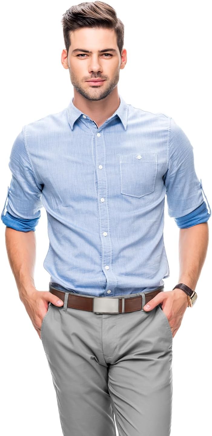 Zitahli Belt Men, Ratchet Belt Dress with 1 3/8" Premium Leather,Slide Belt with Easier Adjustable Automatic Buckle