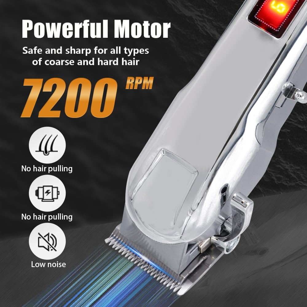 Professional Hair Clippers for Men, Cordless Trimmer Set with LCD Display, 7000rpm High-Speed Motor, Set of Tools for Home and Professional Hairdressers