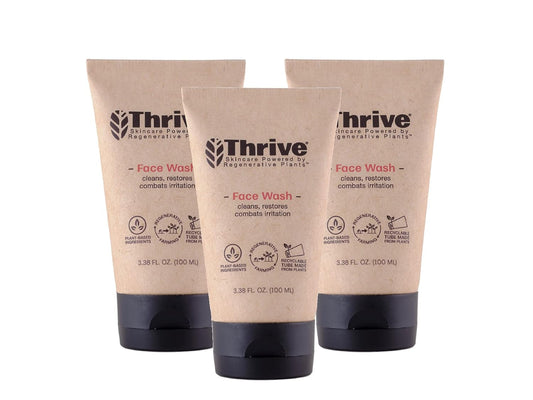 Thrive Natural Care Face Wash Gel for Men & Women - Daily Facial Cleanser with Anti-Oxidants & Unique Natural Ingredients for Healthier Skin Care - Vegan, Pack of 3