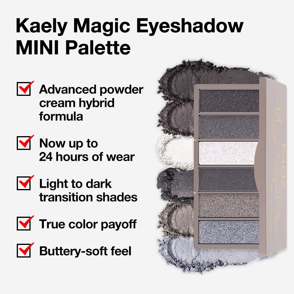 6 Color Eyeshadow Makeup Palette for Women Smoky Shimmer, Black Smoky Gray White Silver Taupe Eyeshadows Palette, Everyday Long Lasting Pigmented Smoky Glitter Eys Makeup, Travel Size 02#