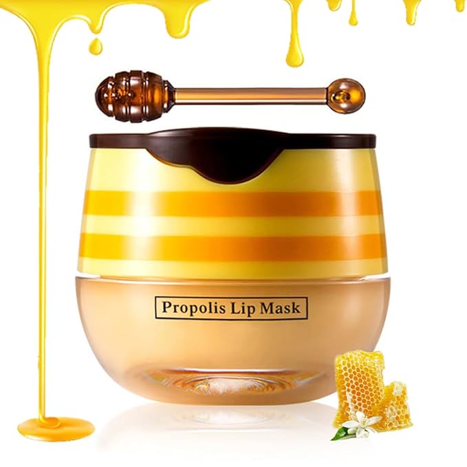Lip Balm Honey Lip Mask, Hydrating Propolis Lip Sleeping Mask, Moisturizing & Prevention Dry and Cracked Lip Scrubs Exfoliator, Lip Repair Nourishes the Lip Skin