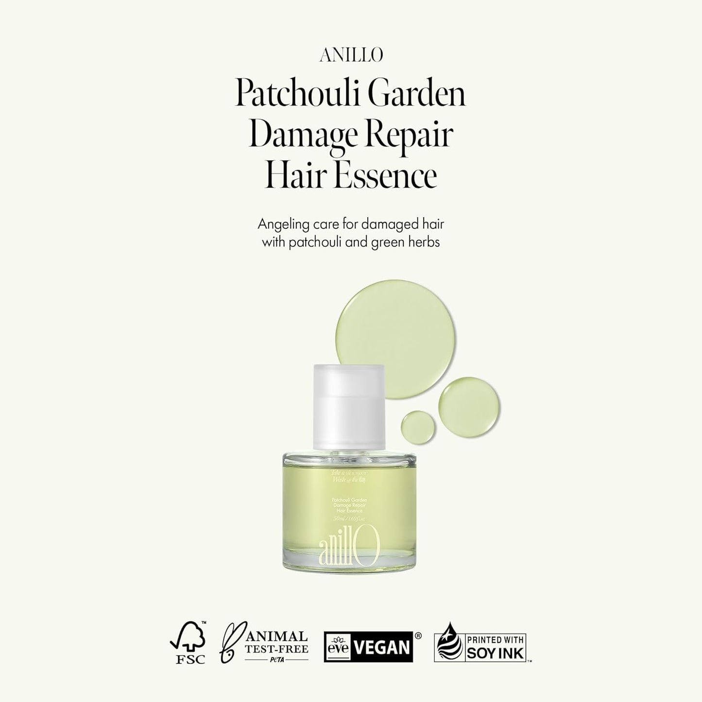 ANILLO Patchouli Garden Damage Repair Hair Essence – Korean Hair Essence Oil for Damaged Hair w/Patchouli Leaf Water, Protein Complex & Amino Acids – Vegan Leave in Hair Serum (50ml / 1.69 fl. Oz)