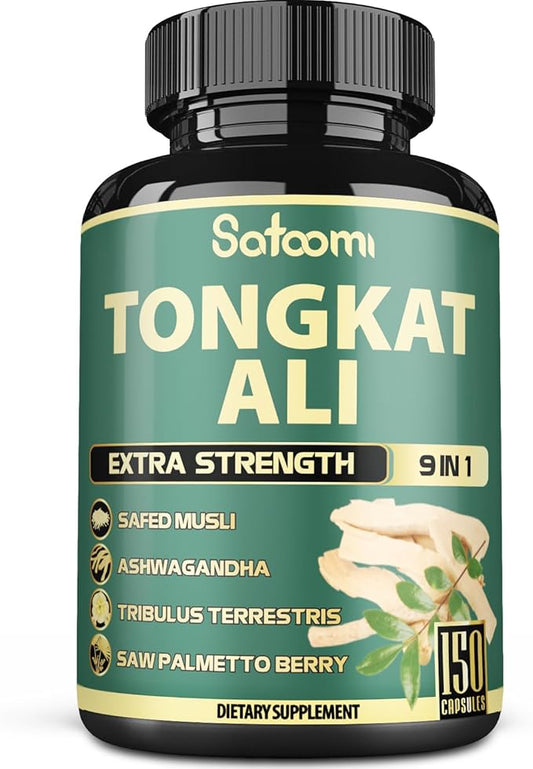 9in1 Tongkat Ali Root Extract 200:1 - Ashwagandha, Tribulus Terrestris - 150 Capsules for 5 Months - Support Strength, Energy & Healthy Immune