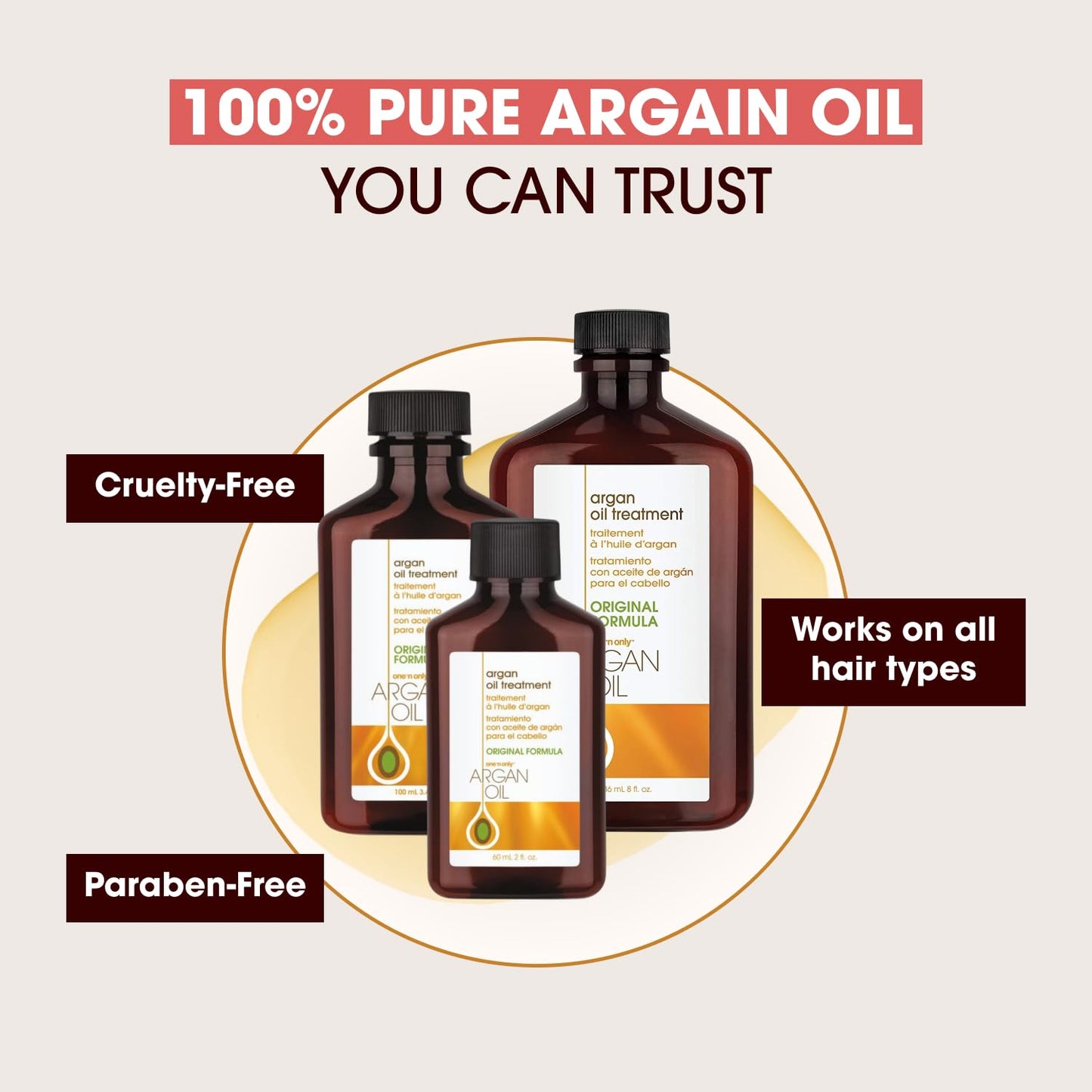 One 'N Only Argan Oil Hair Treatment - Lightweight & Hydrating Hair Oil for Natural, Wigs & Extensions - Shine Enhancing, Heat Protectant & Frizz Control (3.4 oz)