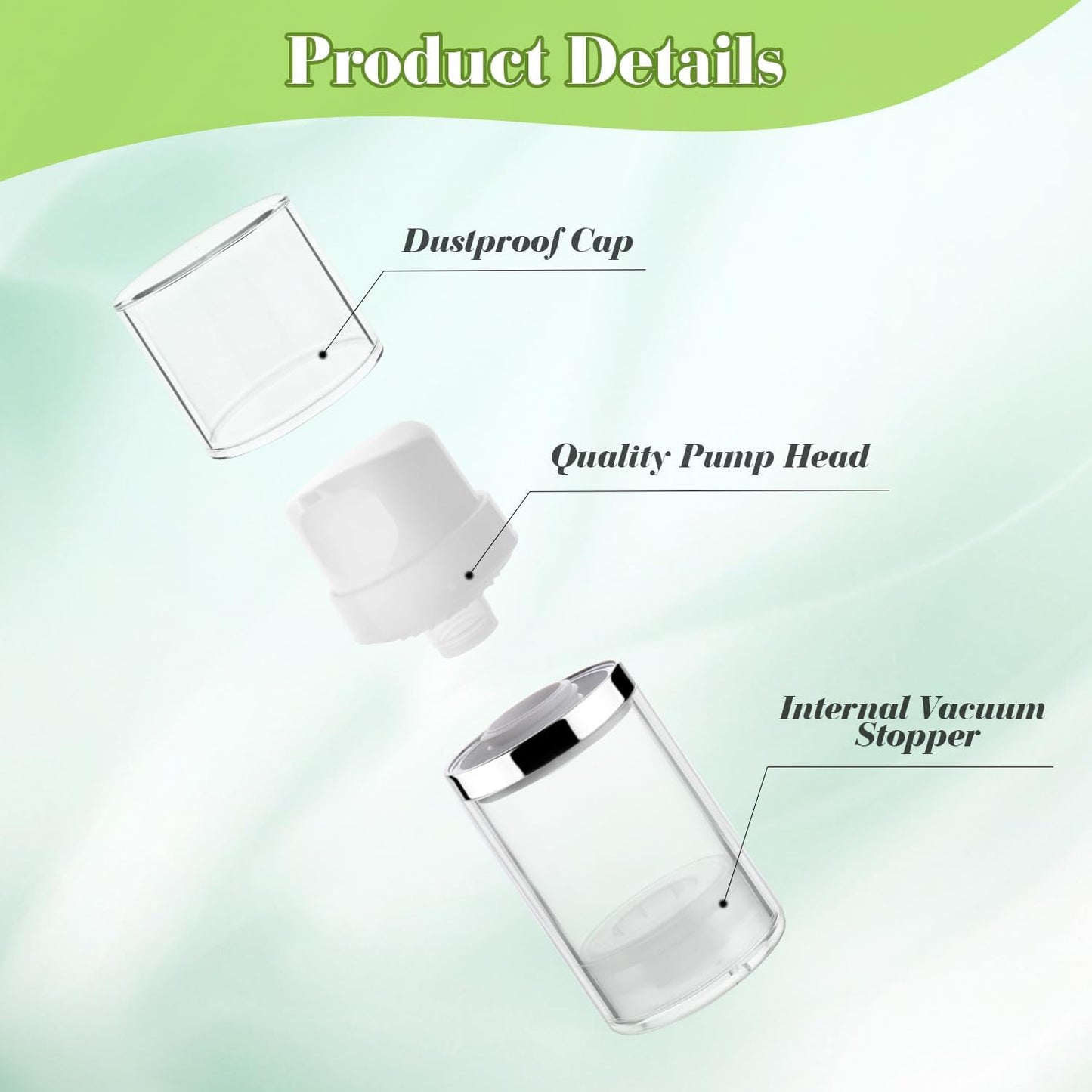 4 Pcs 50ml/1.7oz Airless Pump Jar Refillable Vacuum Pump Dispenser Bottles Travel Cosmetic Containers for Lotion Essence Shampoo Toiletries