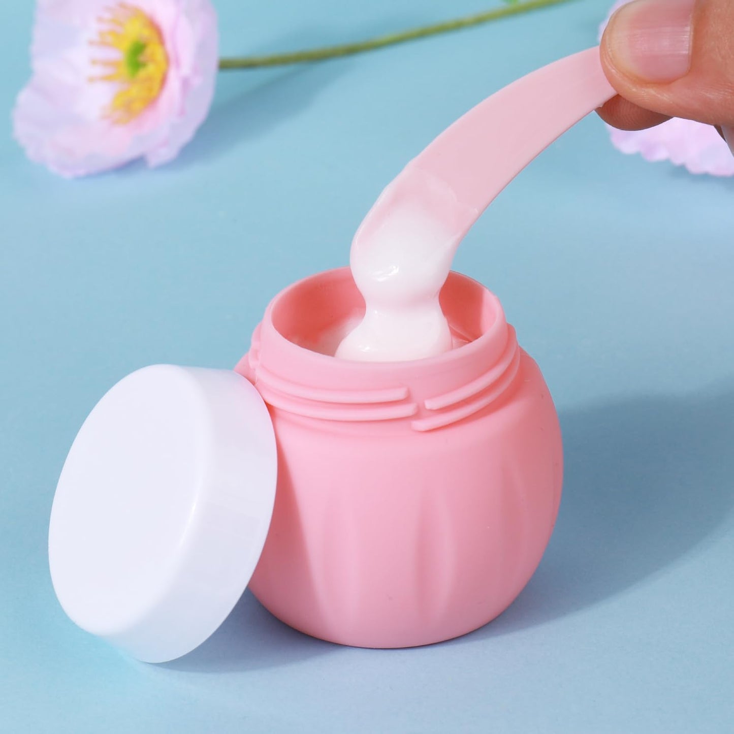 Travel Containers for Toiletries, GLAMFIELDS TSA Approved 1.7oz 50ml Travel Size Silicone Cream Jars BPA Free, Leak-proof Travel Essentials with Lid for Cosmetic Face Hand Body Cream Orange (4 Pack)