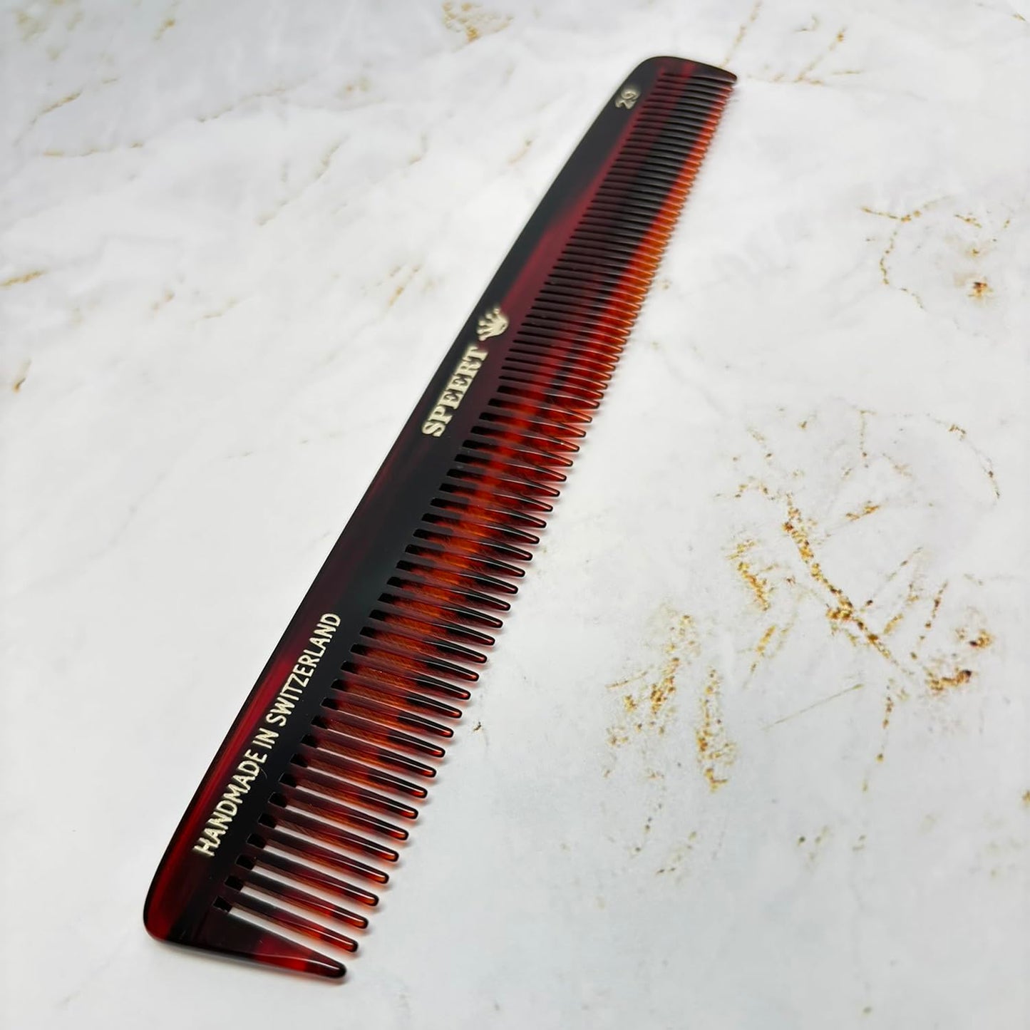 #29 Handmade Wide Narrow Tooth Comb Tortoise Havana Acetate Thick Coarse Curly Thin Fine Straight Hair Detangling Parting Grooming Teasing Hair Styling Hairdresser Barber Hairdressing Wet Dry