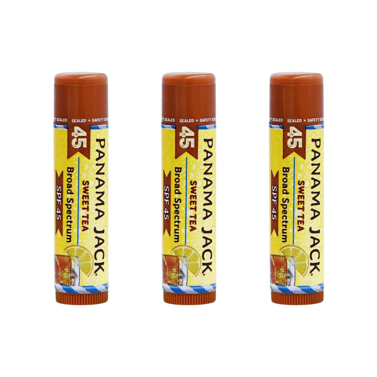 Panama Jack Sunscreen Lip Balm - SPF 45, Broad Spectrum UVA-UVB Sunscreen Protection, Prevents & Soothes Dry, Chapped Lips, Sweet Tea, 12-pack
