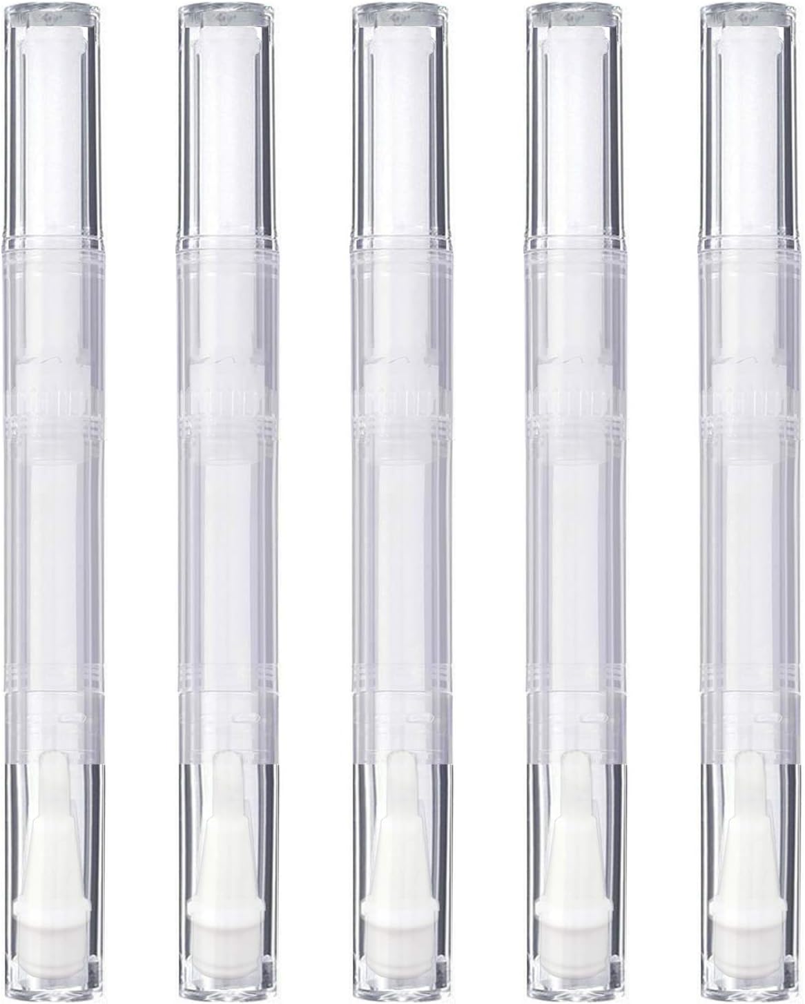 5 Pack 3 ml Transparent Twist Pens, Empty Nail Oil Pen with Brush Tip, Cosmetic Lip Gloss Container Applicators Eyelash Growth Liquid Tube (5x)