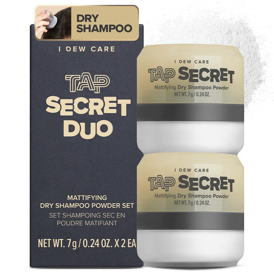 I DEW CARE Biotin Clarifying Dry Shampoo - Tap Secret Original Duo Set | Strengthening & Volumizing, Powder Type, Refillable, Travel size, Non-aerosol, Korean Ginseng, Stocking Stuffers, 0.26 Oz * 2ea