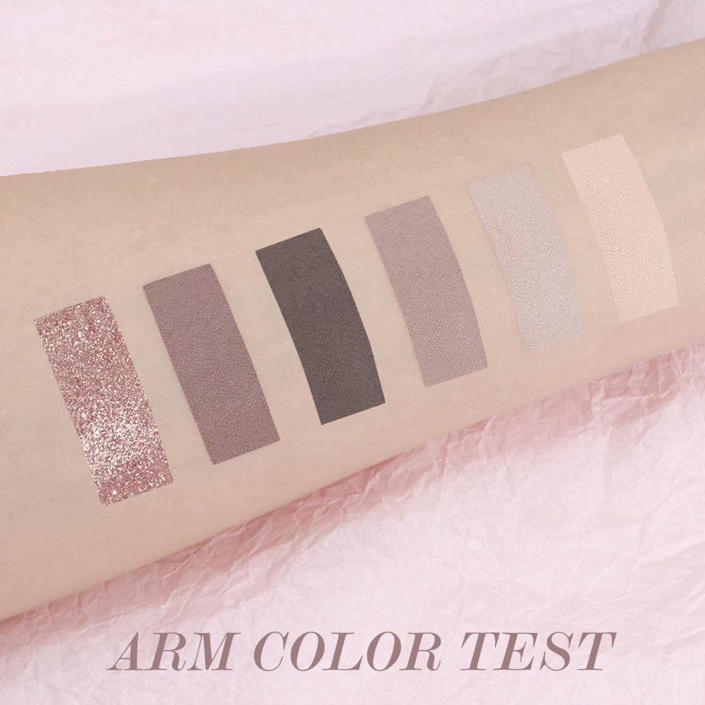 6 Colors Glitter Matte Eyeshadow Palette, Natural Nude Smoky Black Coffee Wine Red Sparkly Eyeshadow Palette Makeup, Smokyd Eye Shadows Palette Long Lasting Naturing-Looking Women Girls Eye Shadow 02