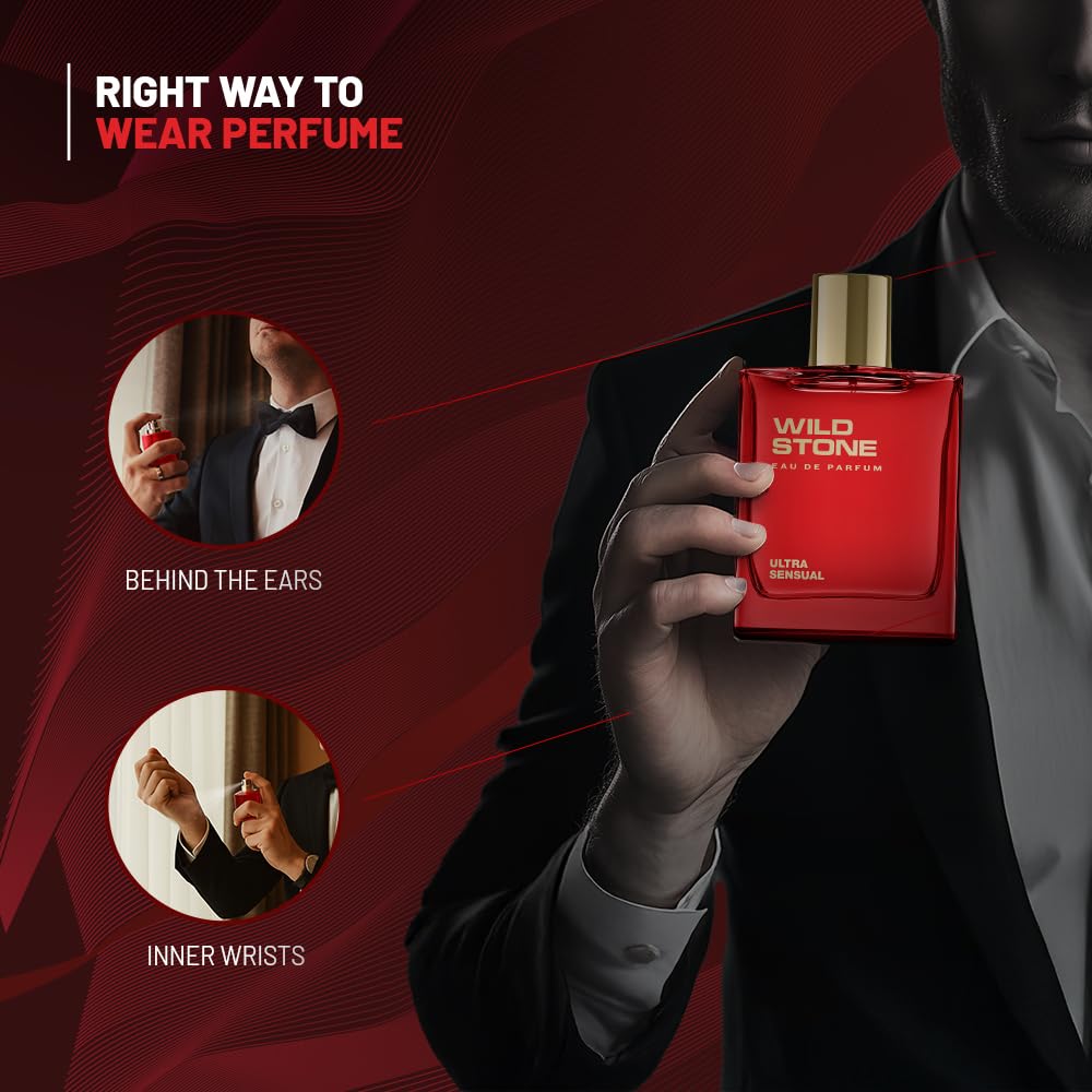 Wild Stone Ultra Sensual EDP Perfume for Men, 3.38oz | Long Lasting |Notes of Dry amber, Lemon basil & lavender | Fragrance for Modern Lifestyle | Vegan | Clean Ingredients | Active Lifestyle
