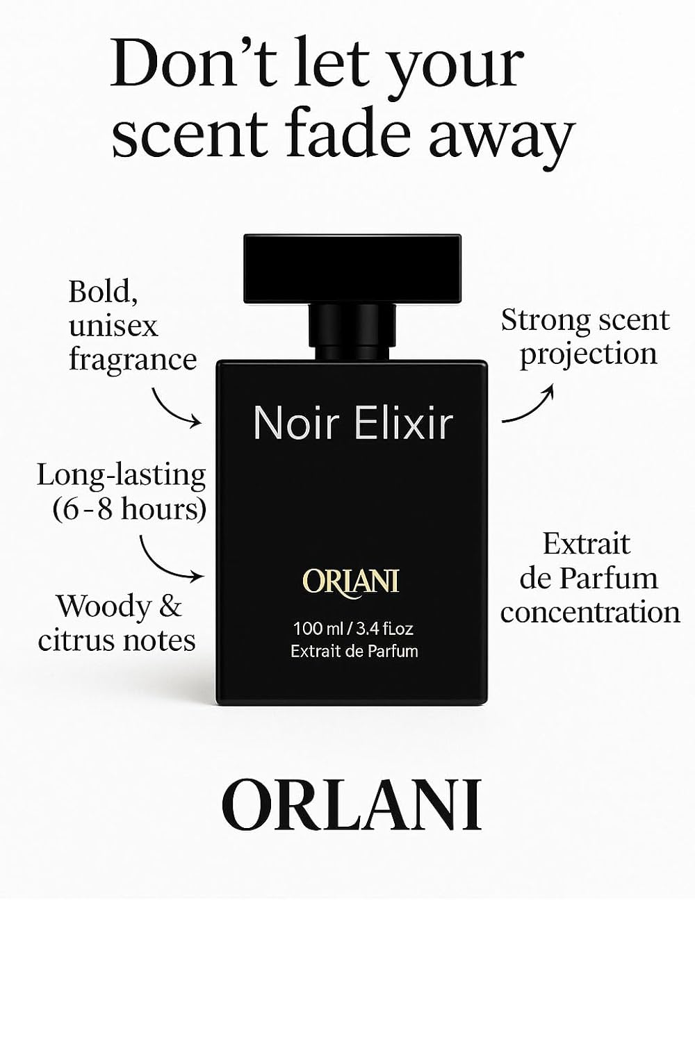 Noir Elixir 3.4 Oz Extrait De Perfume (EDP) for Men, Women Parfum Higher Concentration – Long-Lasting, Unisex Fragrance 105 ml with Bold and Sophisticated Scent Inspired by Aventus Creed